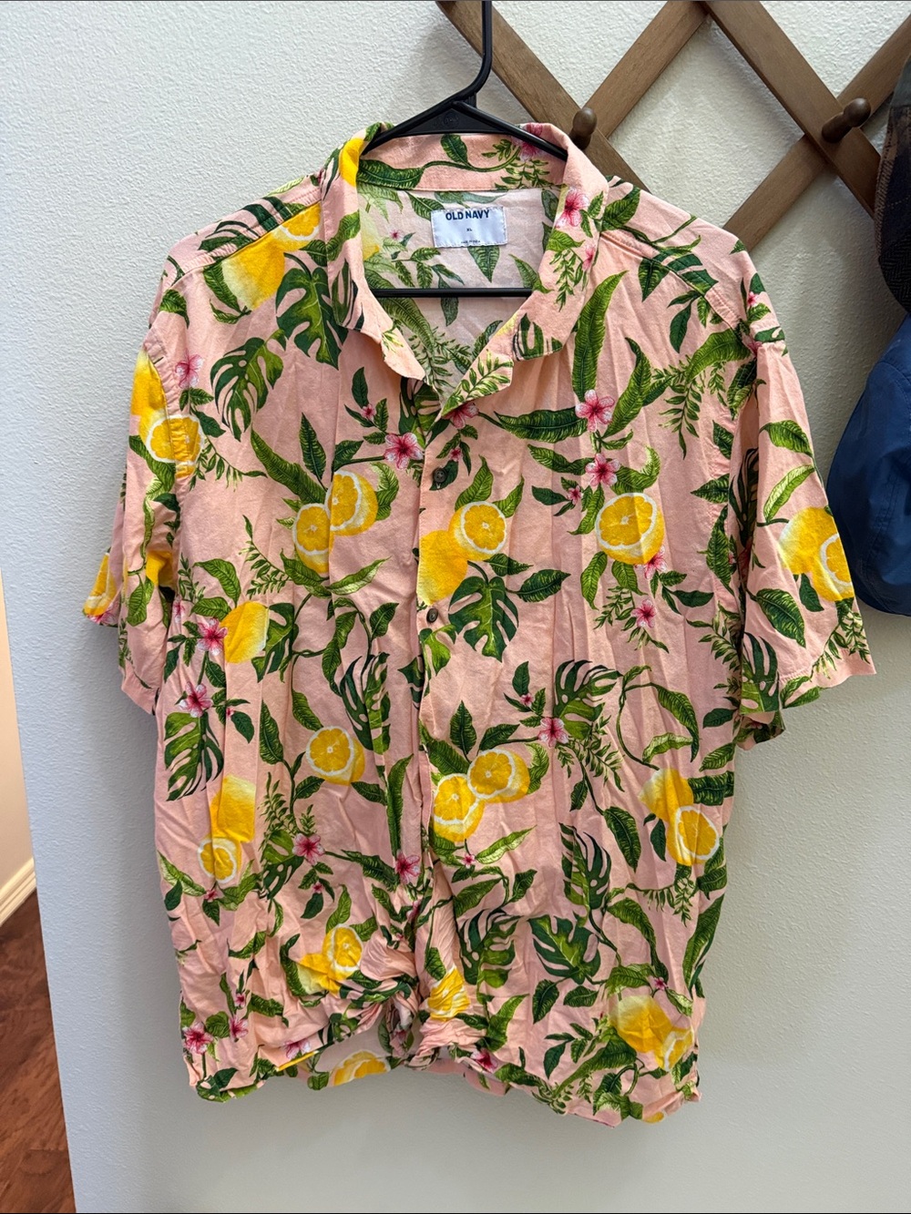 Old Navy Pink Lemon & Green Tropical Button-Down Shirt